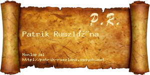 Patrik Ruszlána névjegykártya